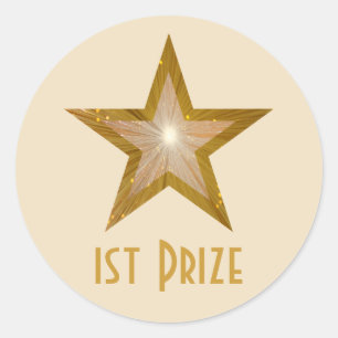 Gold Star '1st Prize' round sticker cream