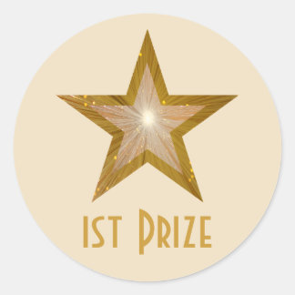 Gold Star '1st Prize' round sticker cream