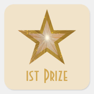 Gold Star '1st Prize' square sticker cream