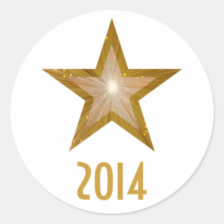 Gold Star '2014' round sticker white