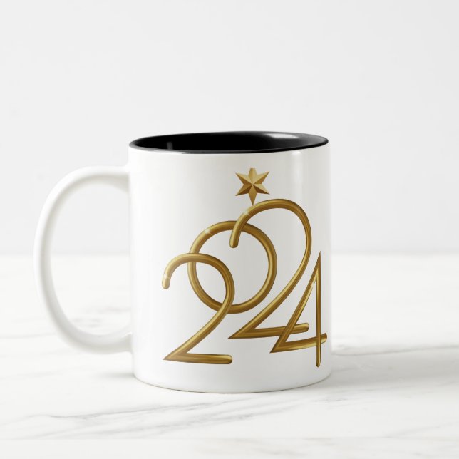 Gold Star 2024 Two-Tone Coffee Mug (Left)