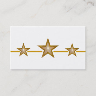 Gold Star 3 stars business card white