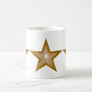 Gold Star 3 stars mug white