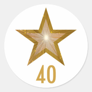 "Gold" Star "40" age round sticker white