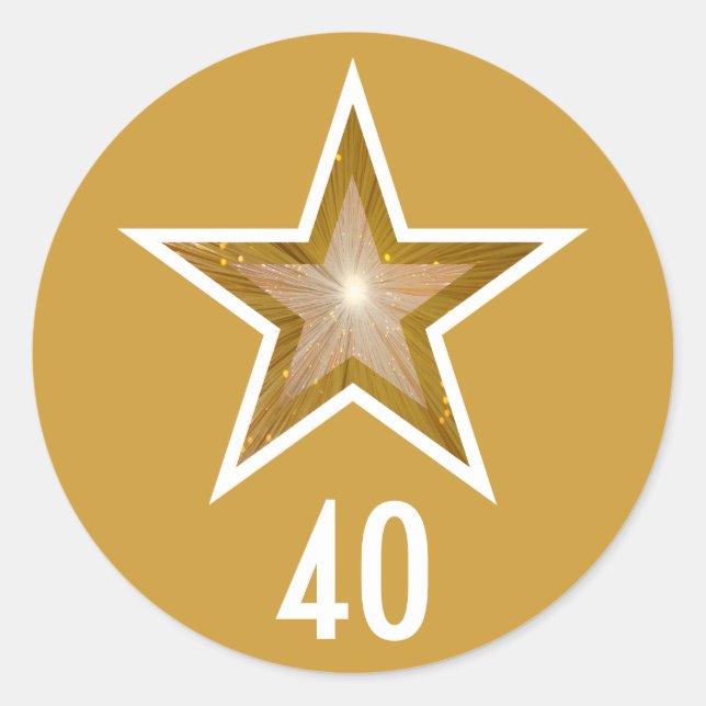 "Gold" Star "40" age round sticker yellow (Front)