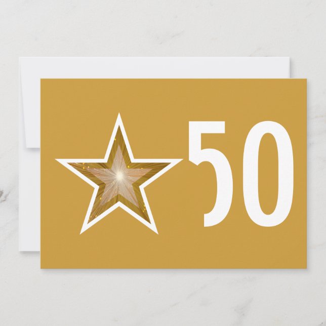 Gold Star '50' anniversary invitation gold (Front)