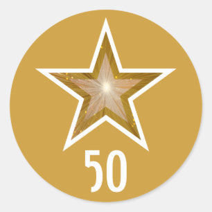 "Gold" Star "50" round sticker yellow