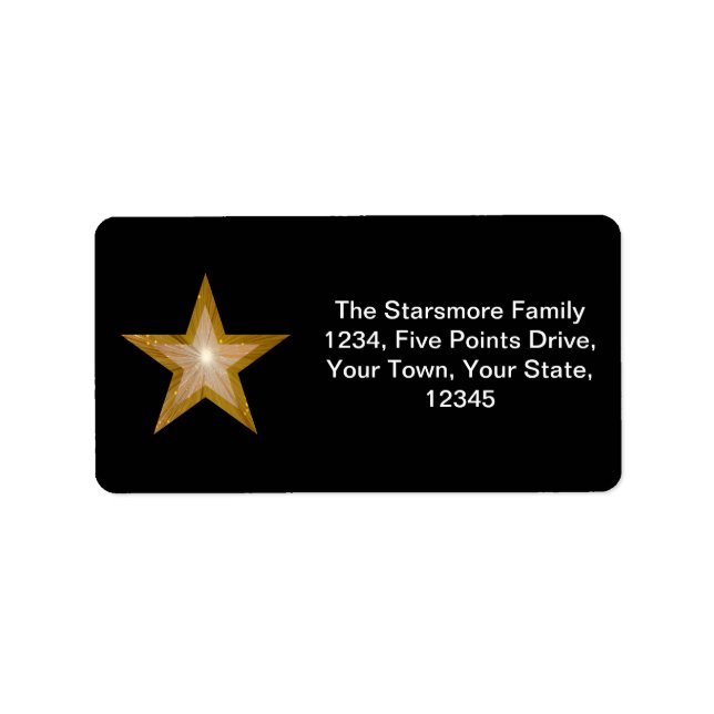 Gold Star address label medium black (Front)