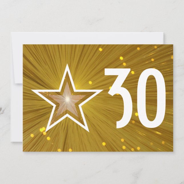 Gold Star 'Age' birthday invitation (Front)