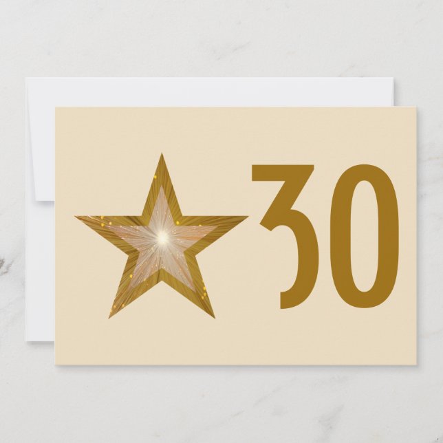 Gold Star 'Age' birthday invitation cream (Front)