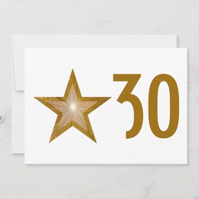 Gold Star 'Age' birthday invitation white (Front)