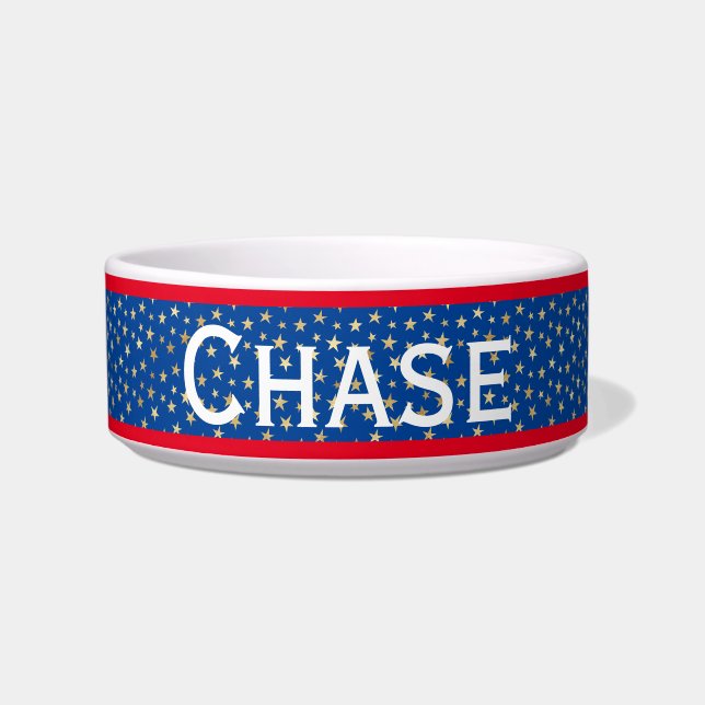 Gold Star American Ceramic Pet Bowl (Front)