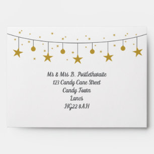 Gold Star and bauble Christmas Motif Envelope
