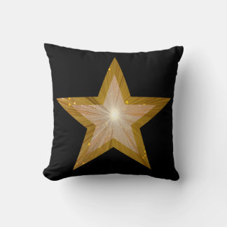 "Gold" Star black throw pillow square gold back