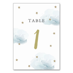 Gold Star & Blue Cloud Table Number