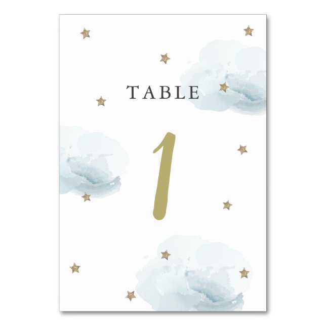 Gold Star & Blue Cloud Table Number (Front)