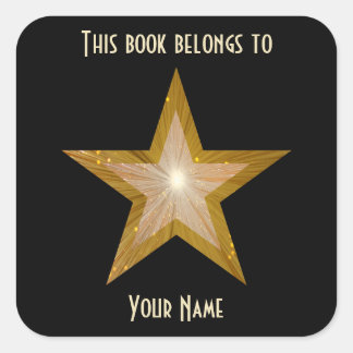 "Gold" Star bookplate sticker blaxk