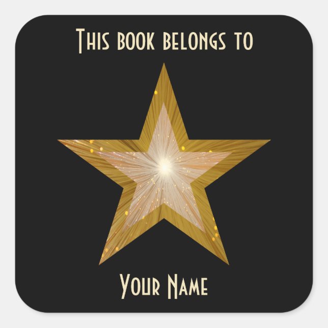"Gold" Star bookplate sticker blaxk (Front)