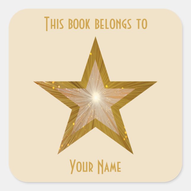 "Gold" Star bookplate sticker cream (Front)