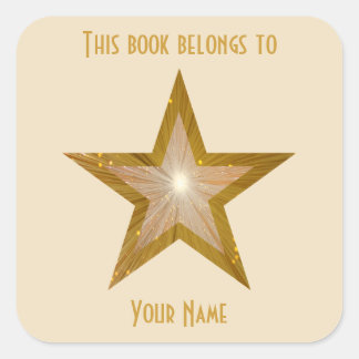 "Gold" Star bookplate sticker cream