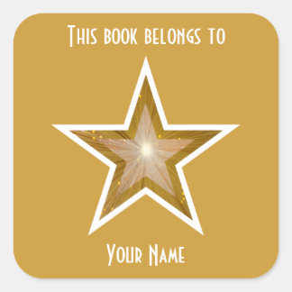 "Gold" Star bookplate sticker yellow