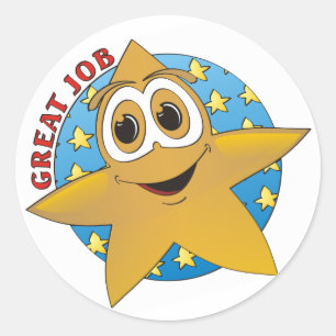 Gold Star Cartoon Classic Round Sticker