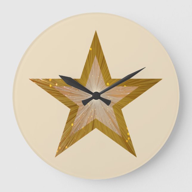 "Gold" Star clock round cream (Front)