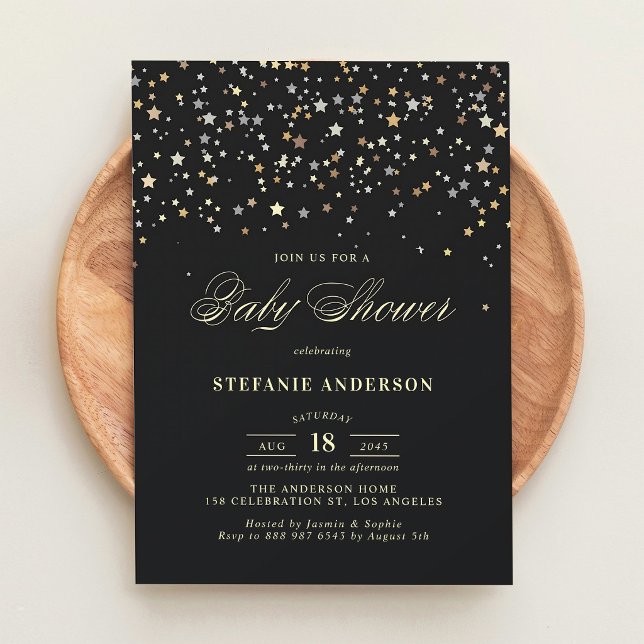 Gold Star Confetti Baby Shower Invitation (Creator Uploaded)