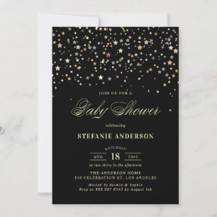 Gold Star Confetti Baby Shower Invitation