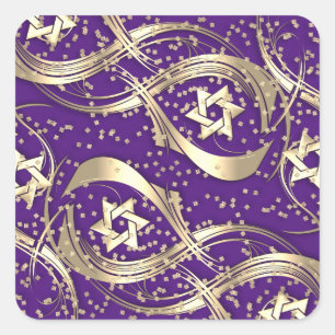Gold Star Confetti Flourish Square Sticker