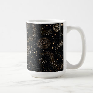 Gold Star Constellation Galaxy Pattern Coffee Mug