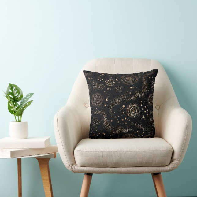 Gold Star Constellation Galaxy Pattern Cushion (Chair)