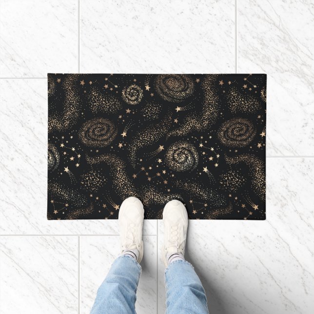 Gold Star Constellation Galaxy Pattern Doormat (Indoor)