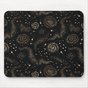 Gold Star Constellation Galaxy Pattern Mouse Pad