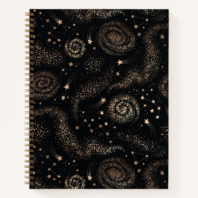 Gold Star Constellation Galaxy Pattern Notebook (Front)