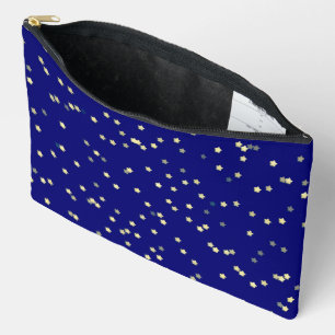Gold Star Design On Blue Accessory Pouch