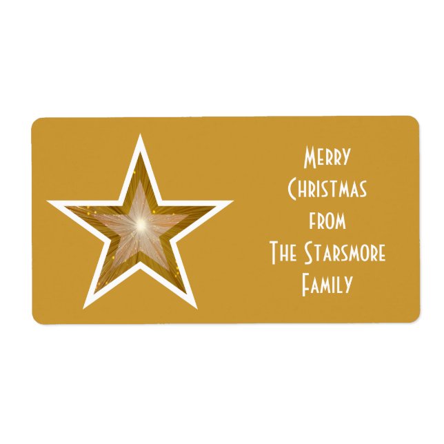 Gold Star 'Family' gift tag label large gold (Front)