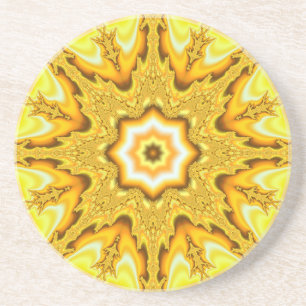 Gold Star Fractal Sandstone Coaster