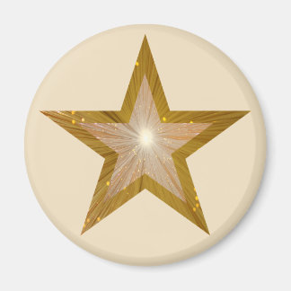 Gold Star fridge magnet round cream