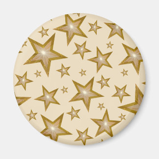 Gold Star fridge magnet round cream