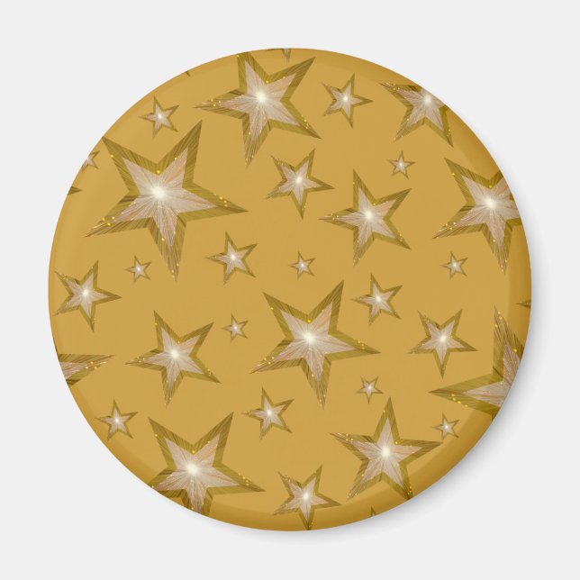 Gold Star fridge magnet round gold (Front)