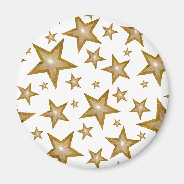 Gold Star fridge magnet round white (Front)