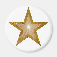 Gold Star fridge magnet round white