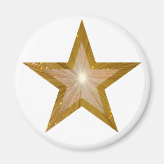 Gold Star fridge magnet round white