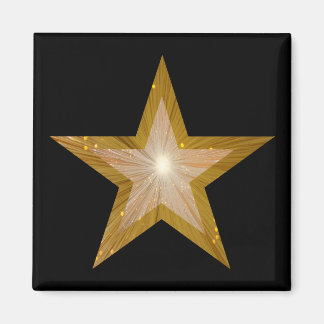 "Gold" Star fridge magnet square black