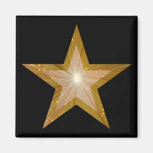 Gold Star fridge magnet square black