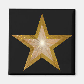 Gold Star fridge magnet square black