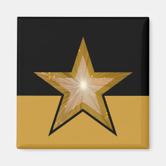 "Gold" Star fridge magnet square black gold