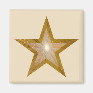 "Gold" Star fridge magnet square cream