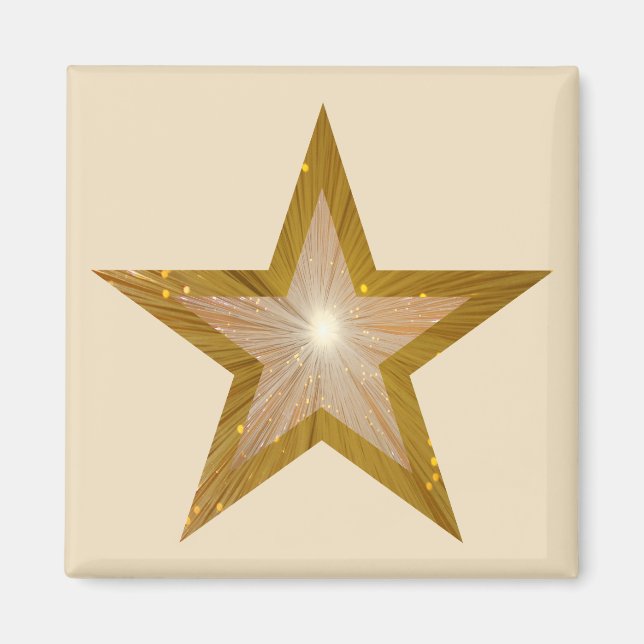 Gold Star fridge magnet square cream (Front)